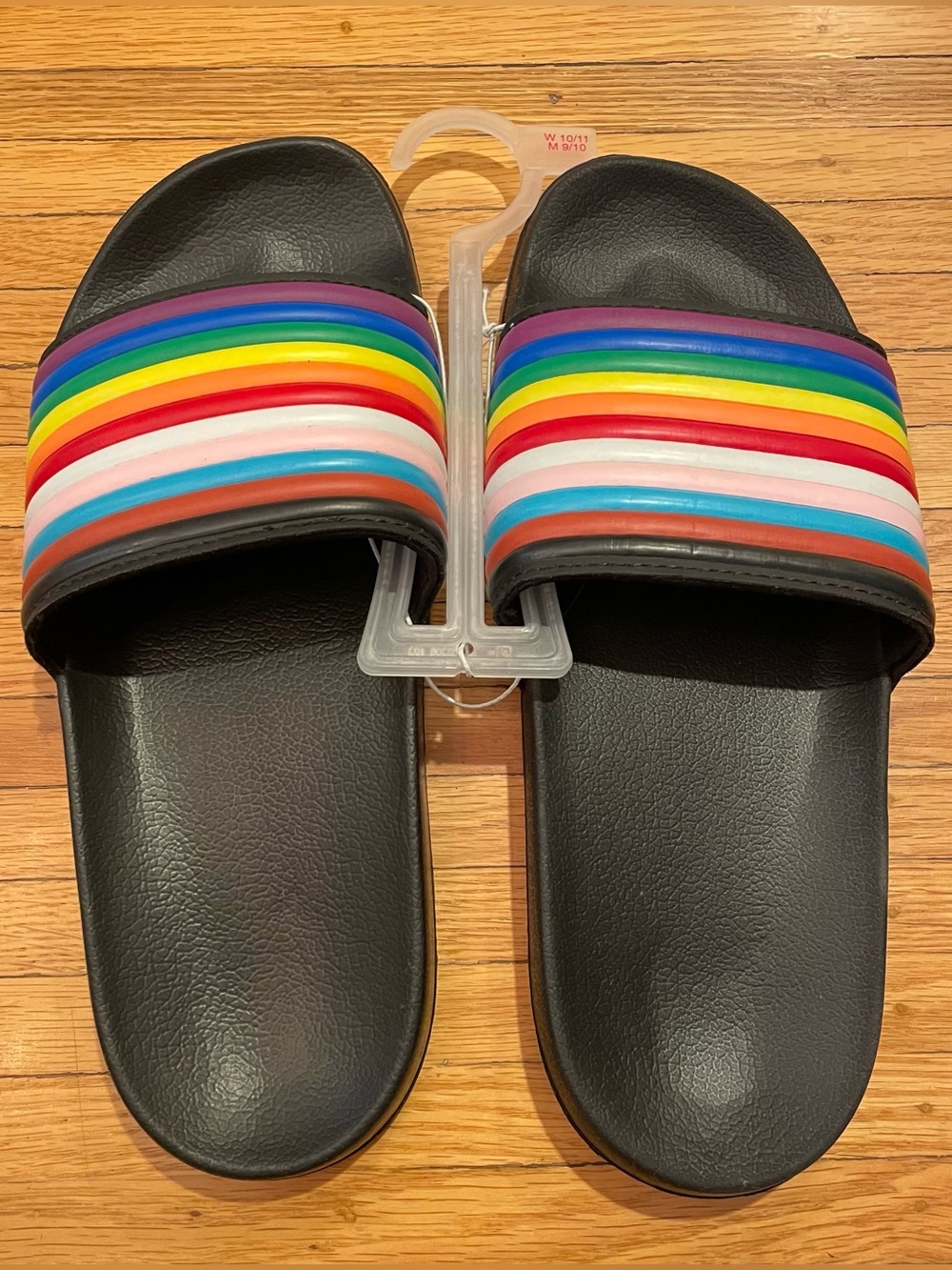 Target Black Slide Sandals with Rainbow Straps, Men’s US 9/10